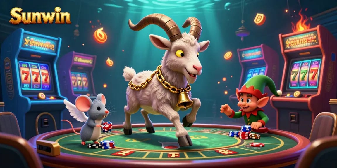 Experience vibrant gaming action with Sunwin as Krampus runs a bustling casino filled with playful characters.