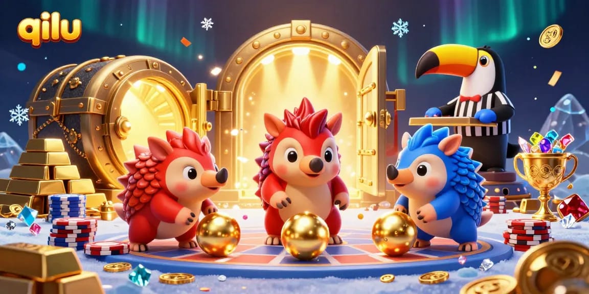 Watch the qilu pangolins compete in a vibrant casino scene filled with golden treasures.