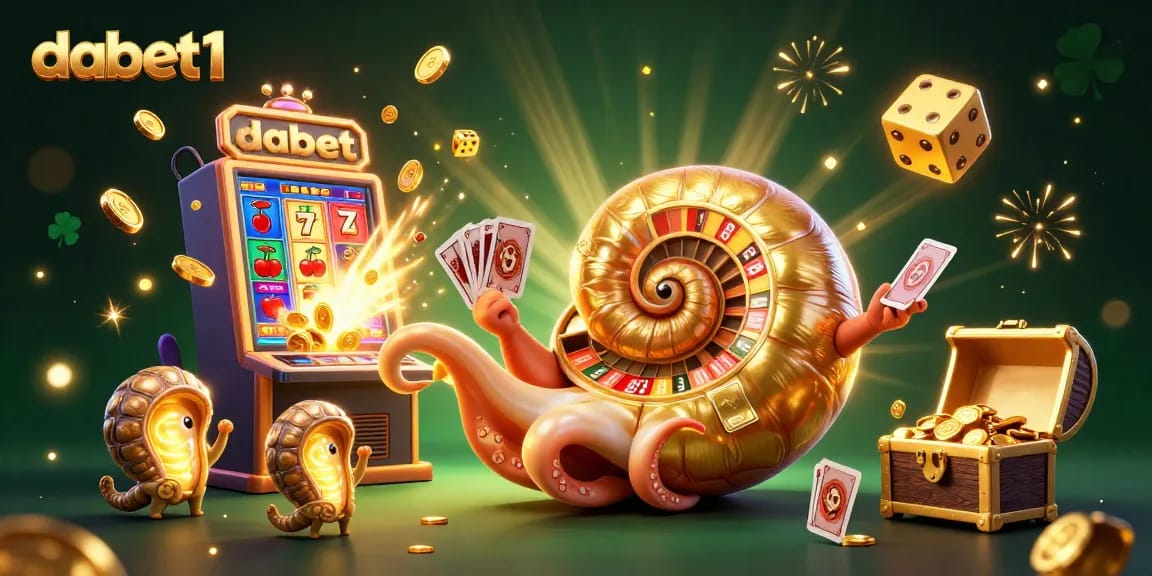 Experience dabet1 with a vibrant casino scene featuring a giant nautilus as a roulette wheel.
