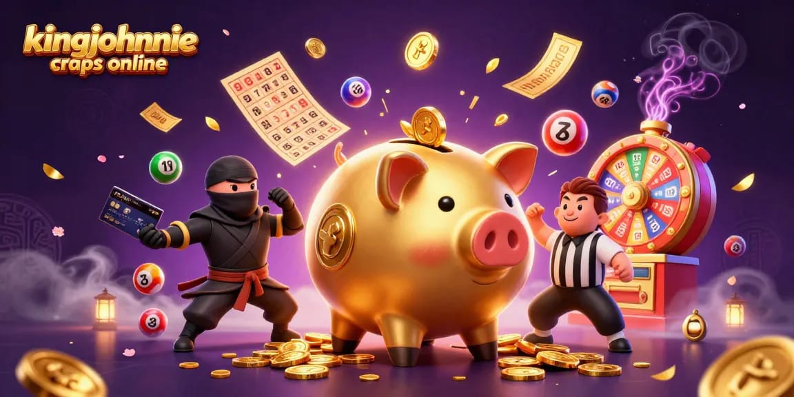 Engage with kingjohnnie craps online in a vibrant 3D scene featuring lively elements and dynamic action.