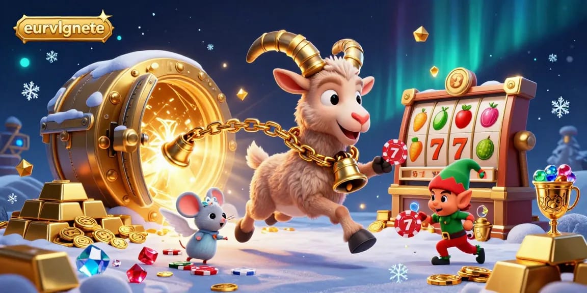 Engage with eurvlgnete in a vibrant 3D holiday casino scene filled with festive chaos and excitement.