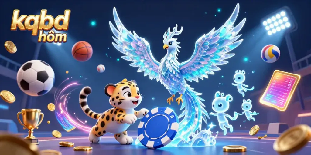 Experience kqbd hôm with this lively 3D scene featuring sports elements and vibrant colors, perfect for engaging bettors.
