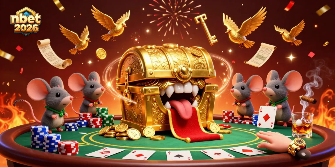 Engage in casino excitement with nbet2026, where treasure chest mimics lure adventurous mice among poker chips and aces.