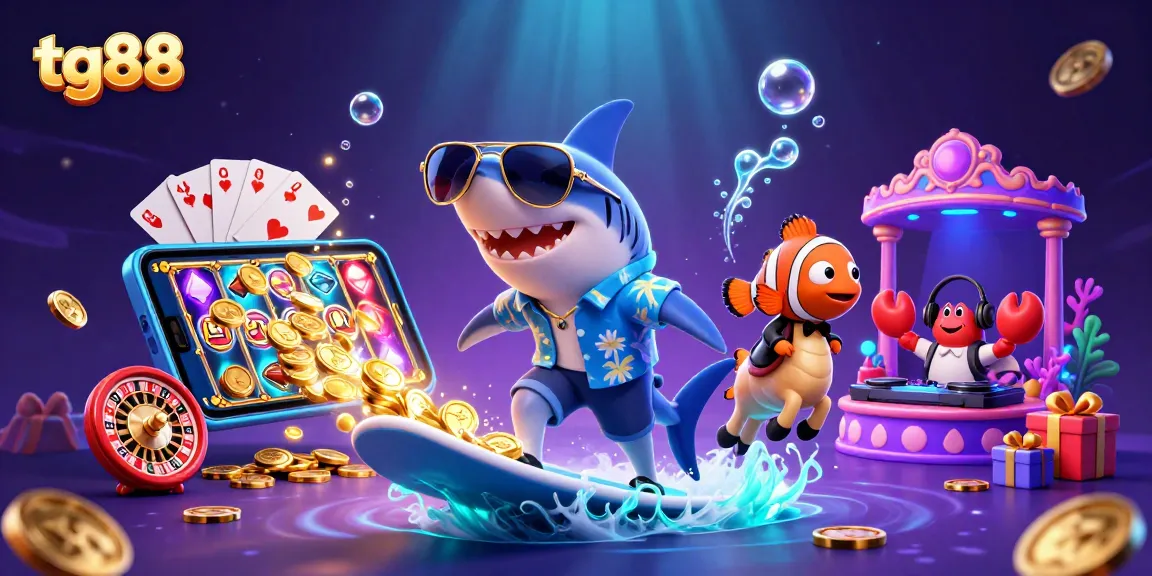 Experience thrilling gaming with tg88 in this vibrant, action-packed underwater casino scene.