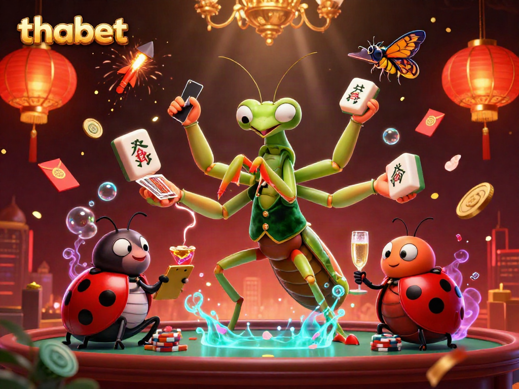 Experience thrilling action at thabet's vibrant casino with animated characters and festive elements.