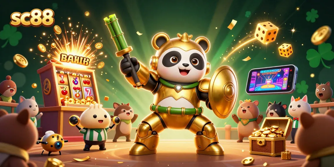 Experience sc88 excitement with a dynamic scene of animated characters and casino elements.