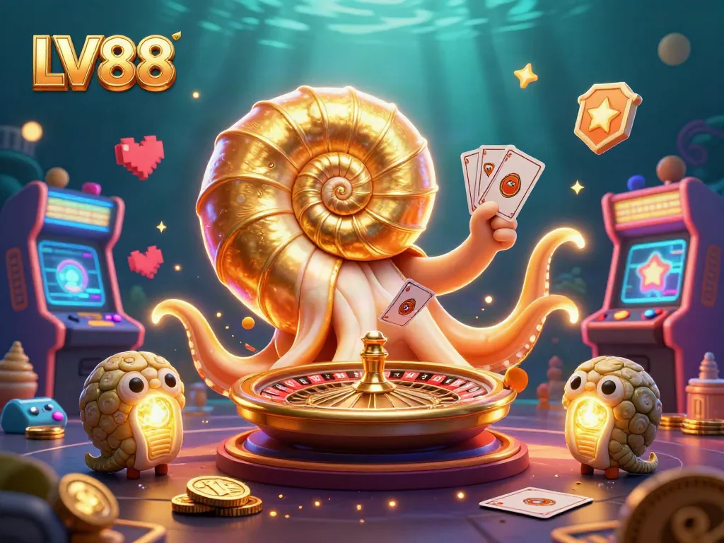 Experience exhilarating gameplay at LV88's vibrant casino environment, showcasing animated characters and bright gaming elements.