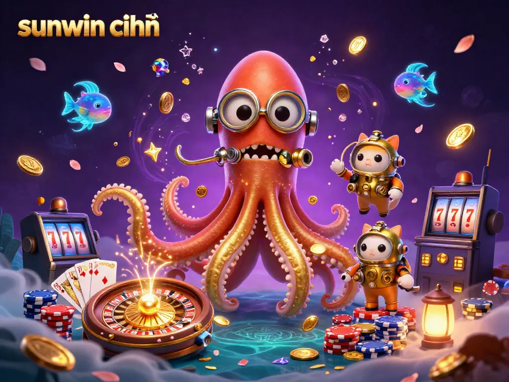 Sunwin chính thức vibrant illustration showcasing thrilling gaming elements and characters in a captivating casino scene.