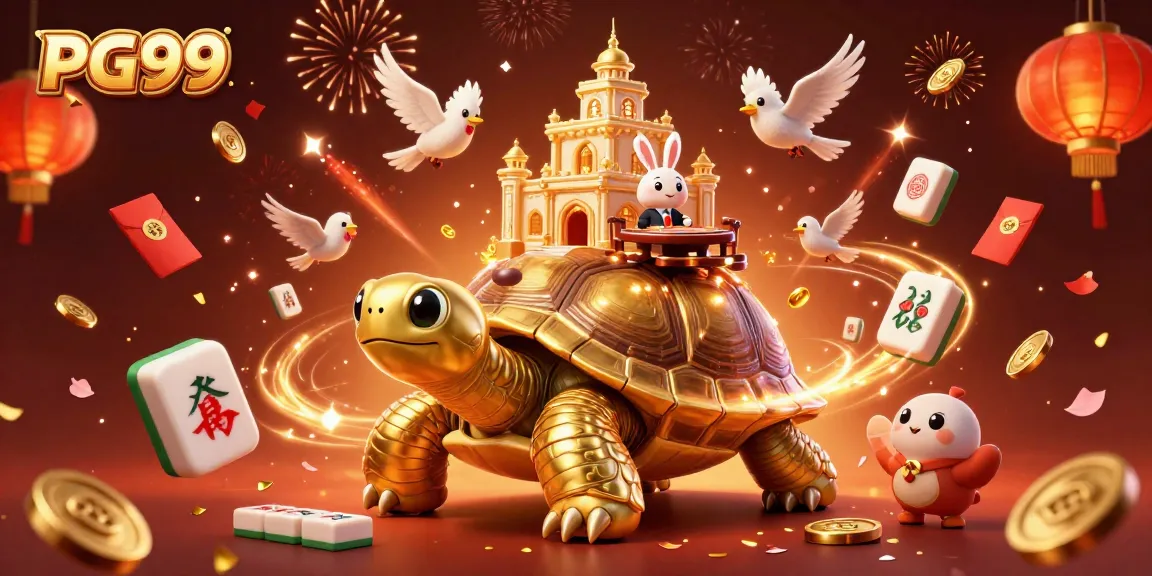Experience thrilling gaming adventures at PG99 with a vibrant tortoise casino scene.