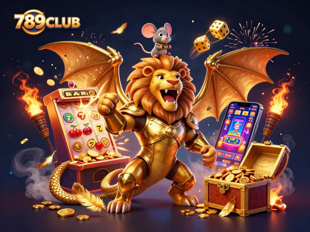Experience the excitement of winning at 789CLUB with dynamic, vibrant casino elements in a captivating illustration.