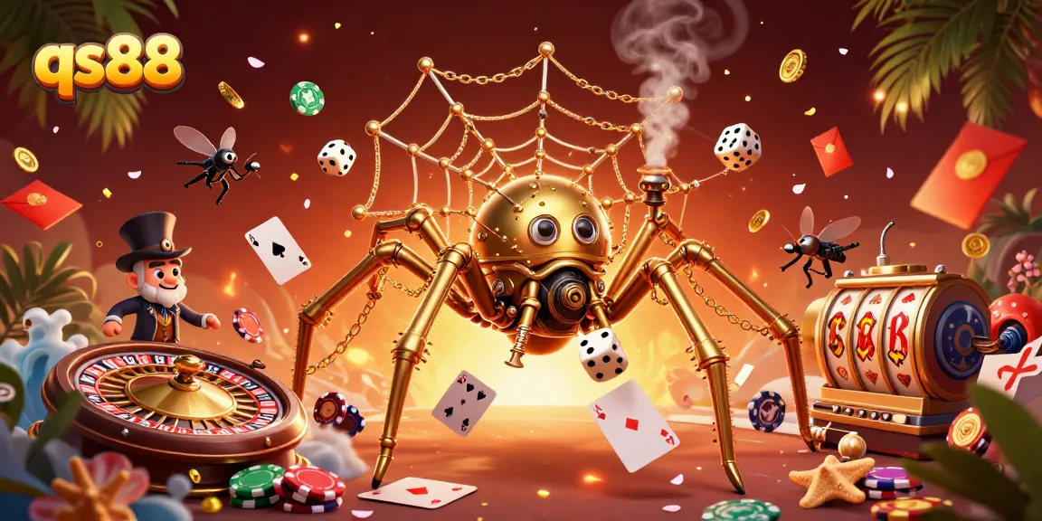 Catch the action at qs88 with a vibrant steampunk-inspired casino scene full of poker excitement.