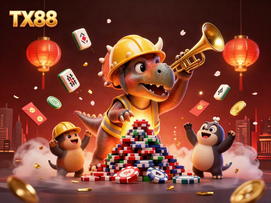 Celebrate big wins at TX88 with lively characters in a vibrant casino scene full of excitement.