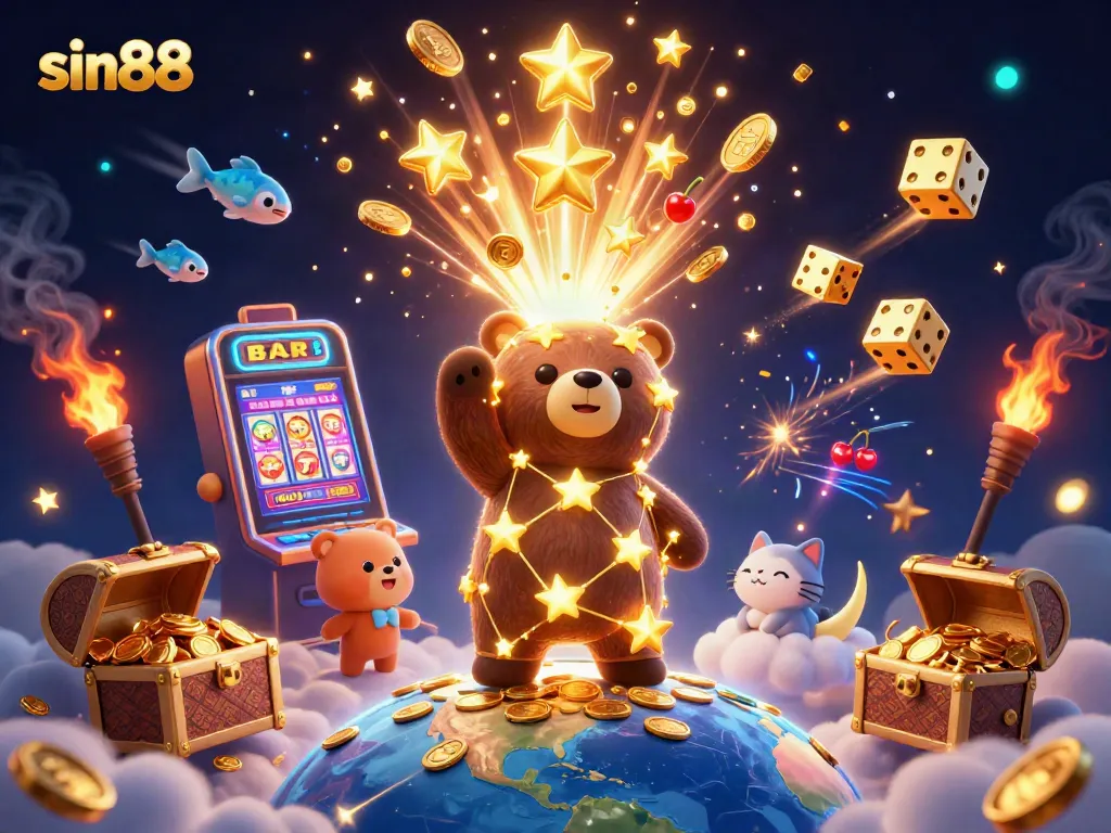 Experience the thrilling world of sin88 with colorful slots, golden coins, and dynamic gameplay.