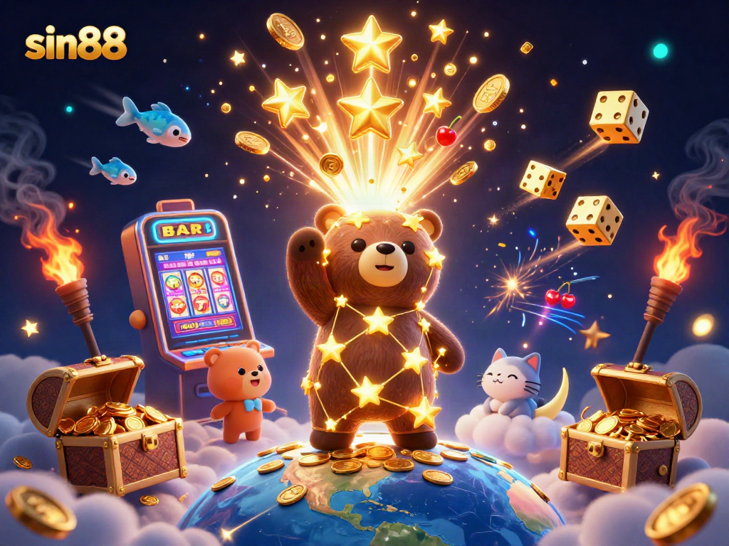 Experience the thrilling world of sin88 with colorful slots, golden coins, and dynamic gameplay.