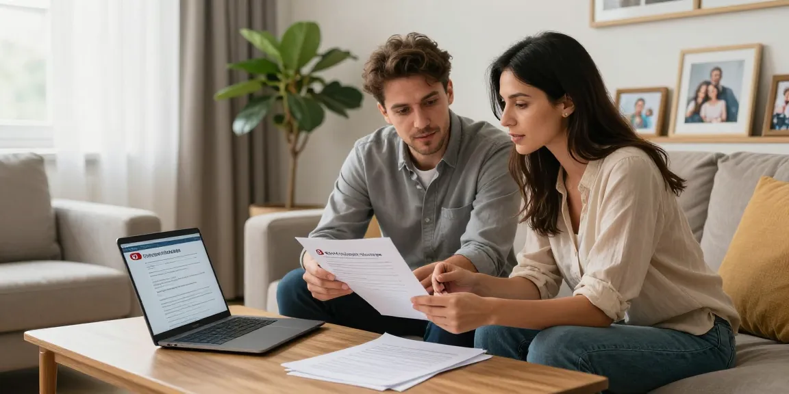 Couple discussing Turkish Citizenship by Marriage paperwork in a cozy living room.