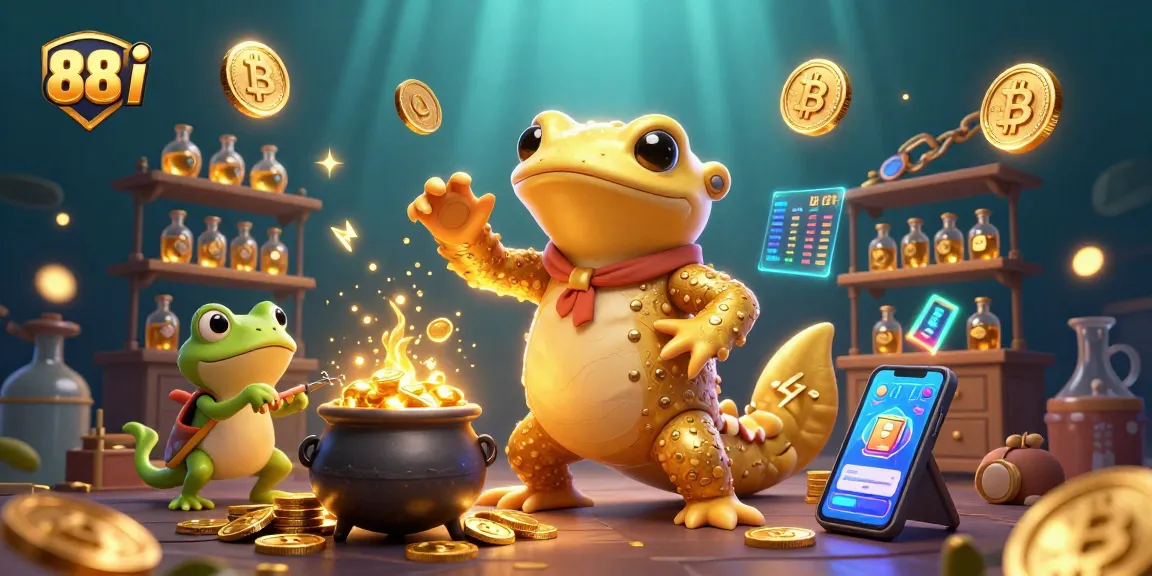 Engage in thrilling gameplay at 88 i with a magical scene of alchemy and gold creation.