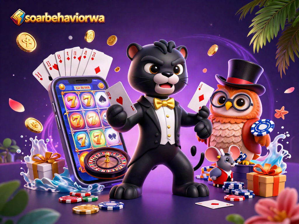 Experience vibrant gambling action with soarbehaviorwa in a dynamic 3D cartoon scene.