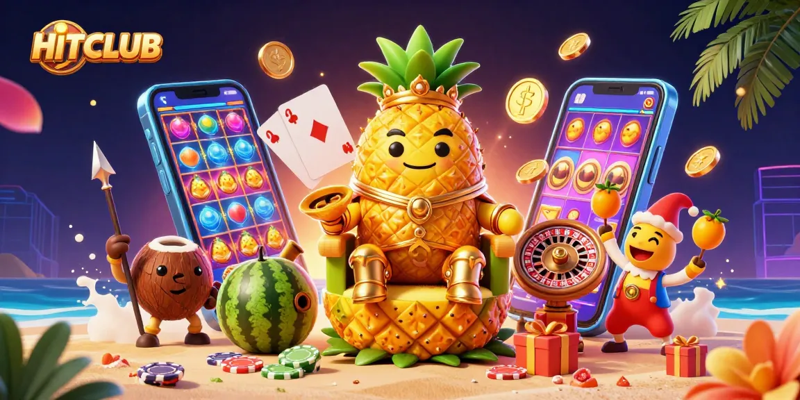 Experience the excitement at HITCLUB as the pineapple king reigns in a vibrant casino scene!