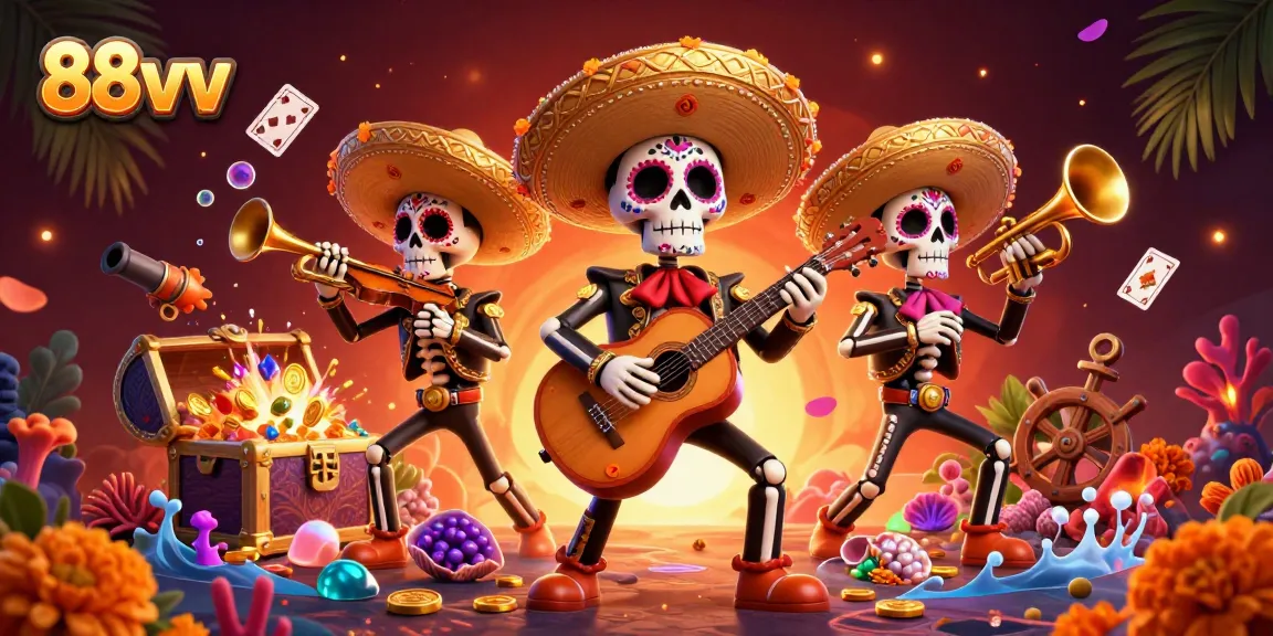 Experience the thrill of winning with 88vv's vibrant casino-themed 3D illustration.