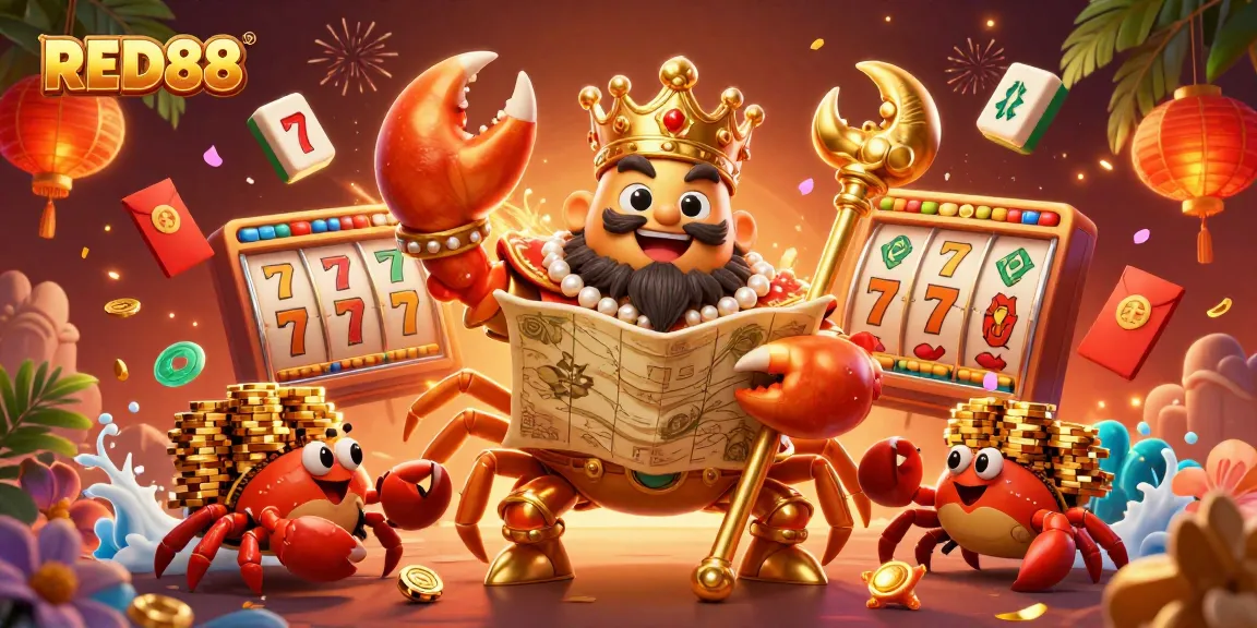 Experience winning opportunities at RED88, featuring golden crab emperor and exciting slot elements.