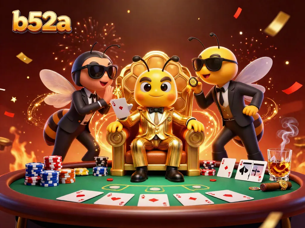 Engage in thrilling poker action with b52a's bumblebee mob boss and wasp bodyguards.