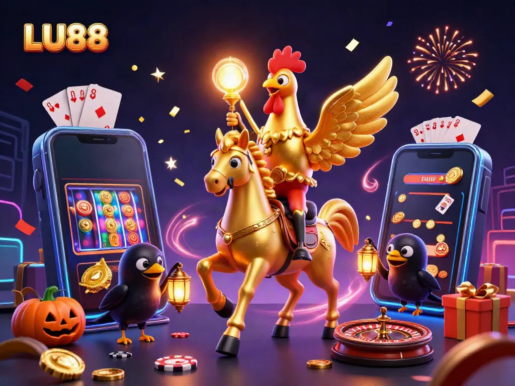 LU88 captures the excitement of casino gaming with an illustrative scene featuring gold and vibrant elements, bringing slots to life.