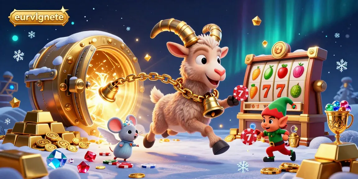 Engage with eurvlgnete in a vibrant 3D holiday casino scene filled with festive chaos and excitement.