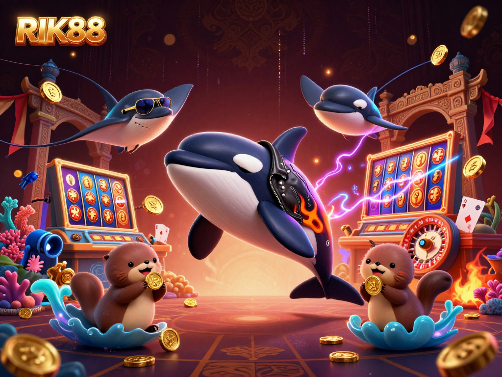 Engage with RIK88's exciting slot adventure featuring dynamic sea creatures and vibrant casino elements
