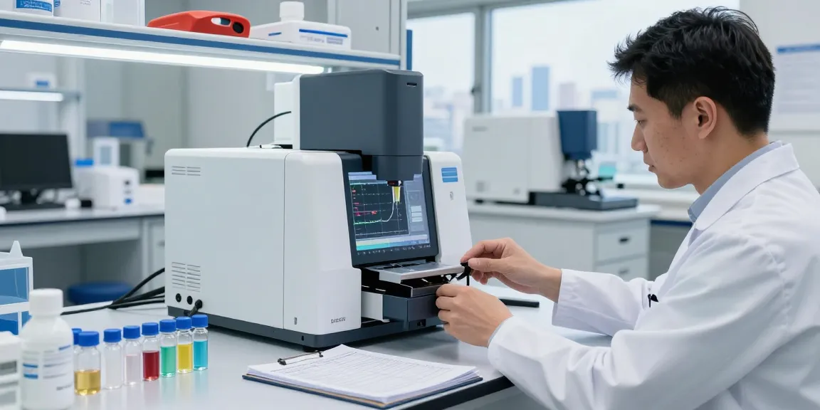 Aegean Labs Peptide testing in a modern laboratory with HPLC and mass spectrometry equipment.
