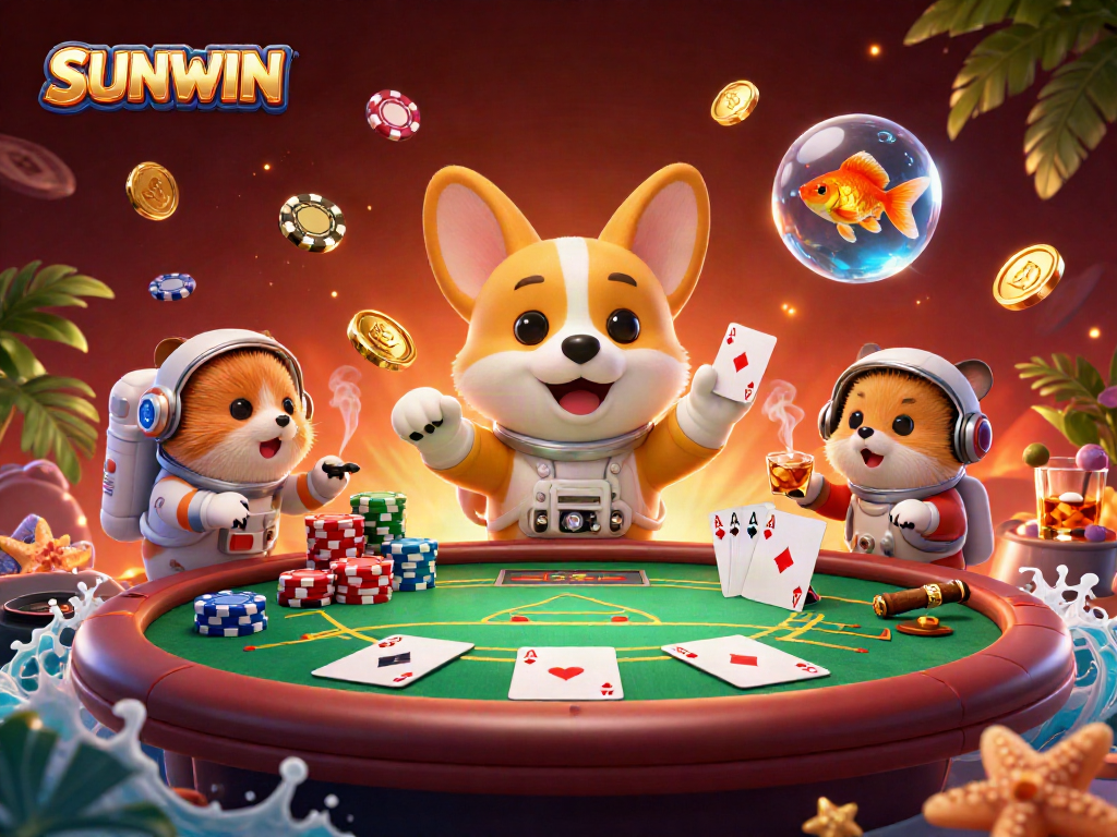 Experience the thrill of SUNWIN in a vibrant space casino with unique characters and rich gaming elements.