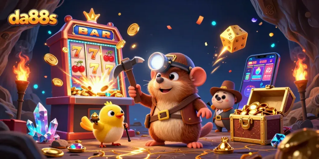 Engage in thrilling slots and jackpots with da88s, featuring vibrant characters and dynamic casino action.
