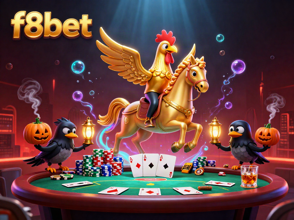 Experience f8bet's vibrant gaming atmosphere in a mystical casino scene.