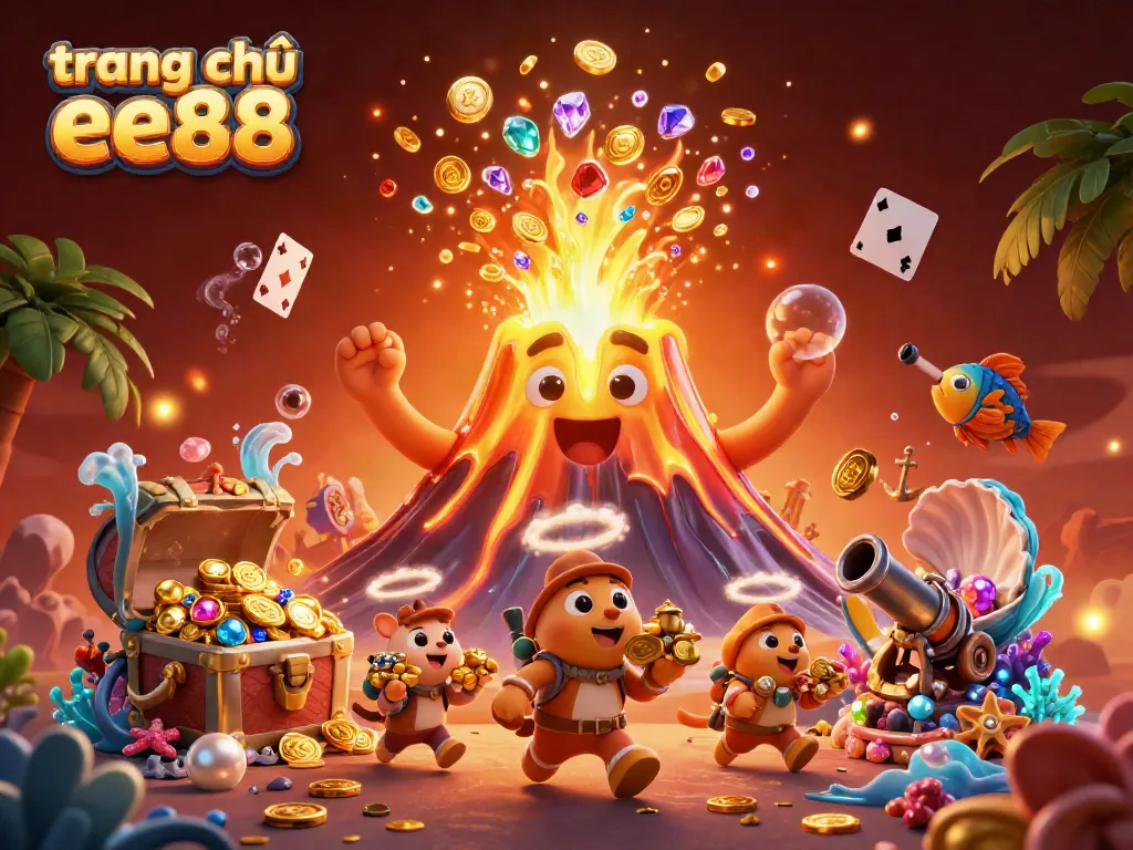 Experience excitement with the vibrant casino atmosphere at trang chủ ee88, featuring golden treasures and lively game elements.
