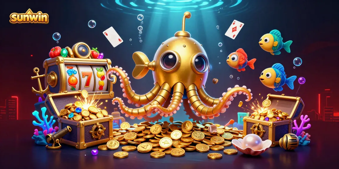 Experience thrilling gameplay with sunwin amidst underwater treasures and golden coins in vibrant 3D animation.