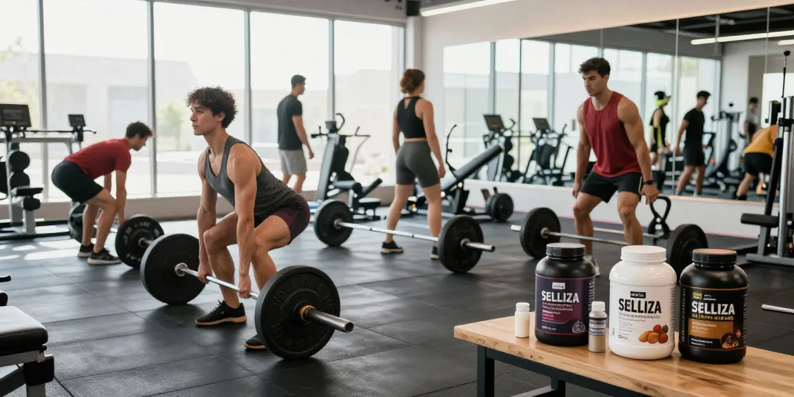 Verstärkung des Fitness-Trainings mit Selliza Shop Produkten in einem modernen Gym