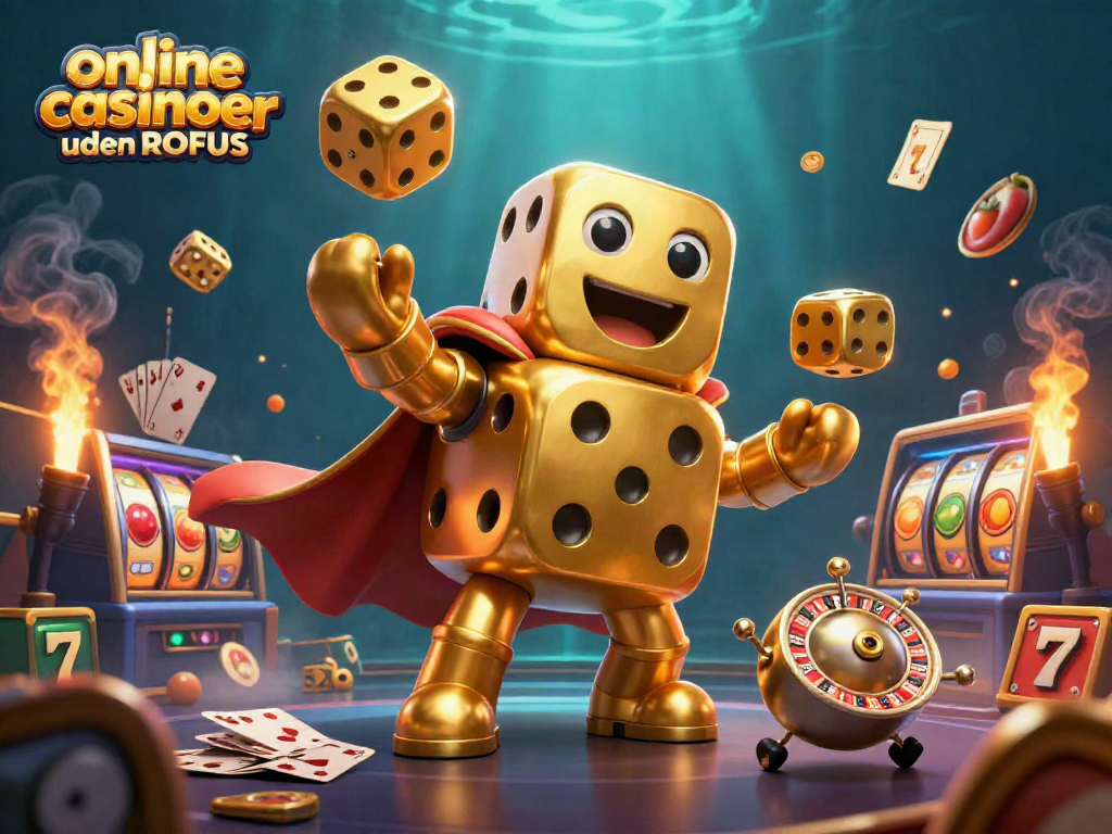 Engage with exciting online casinoer uden ROFUS, featuring golden dice and dynamic slot symbols.