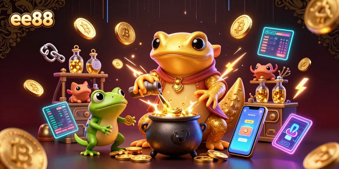 Engage with thrilling gold coin transformations at ee88 in an enchanted alchemy scene.