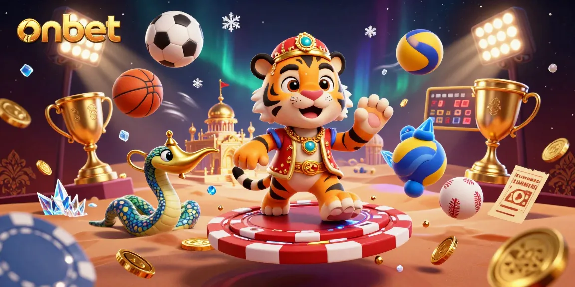Experience thrilling odds at onbet with dynamic sports elements, vibrant characters, and captivating scene.