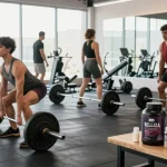Verstärkung des Fitness-Trainings mit Selliza Shop Produkten in einem modernen Gym