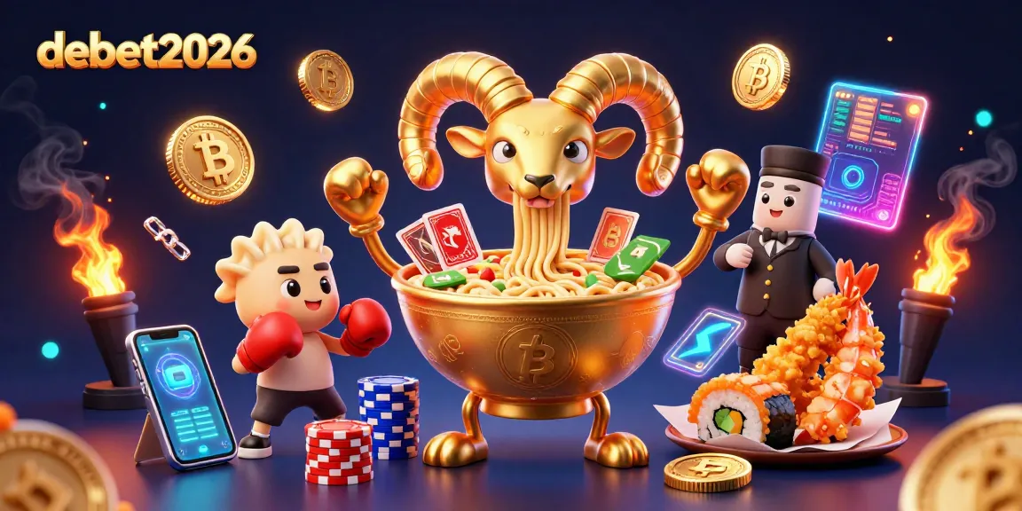 Play exciting games at debet2026 with a lively casino-themed illustration of vibrant characters