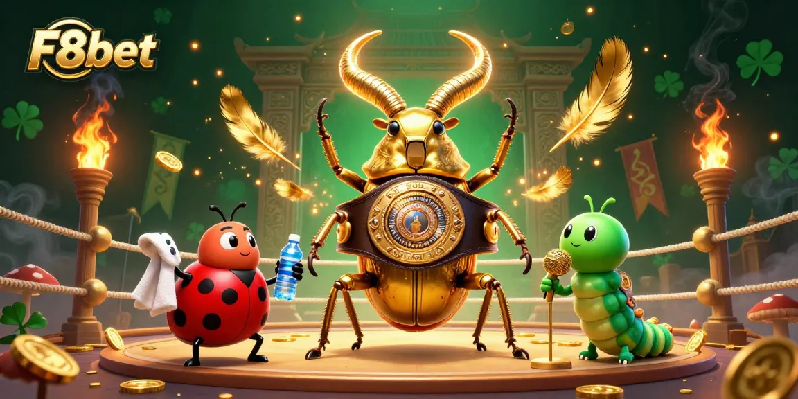 Experience thrilling F8bet sports betting action with a dynamic illustration featuring a boxing beetle.