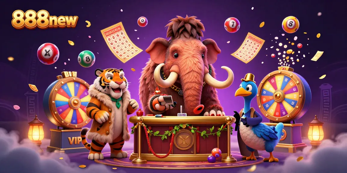 Experience thrilling gaming at 888new with a vibrant casino scene featuring unique characters.