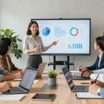 Im modernen Büroteammeeting wird respektloses Verhalten am Arbeitsplatz diskutiert.