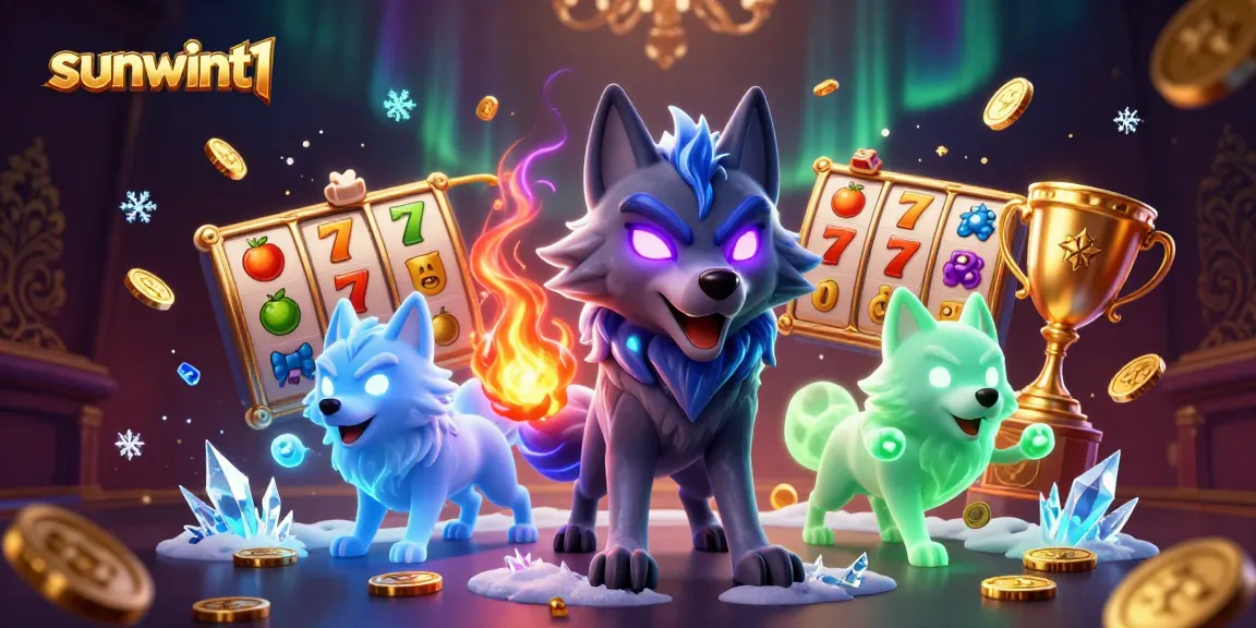Experience thrilling wins at sunwint1 with a dynamic 3D casino scene showcasing vibrant slots and captivating characters.